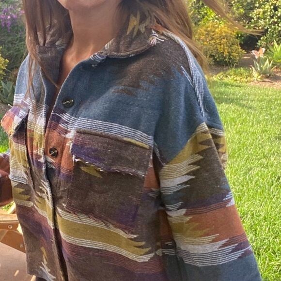 Distressed Aztec Shacket  - Picture 7 of 9